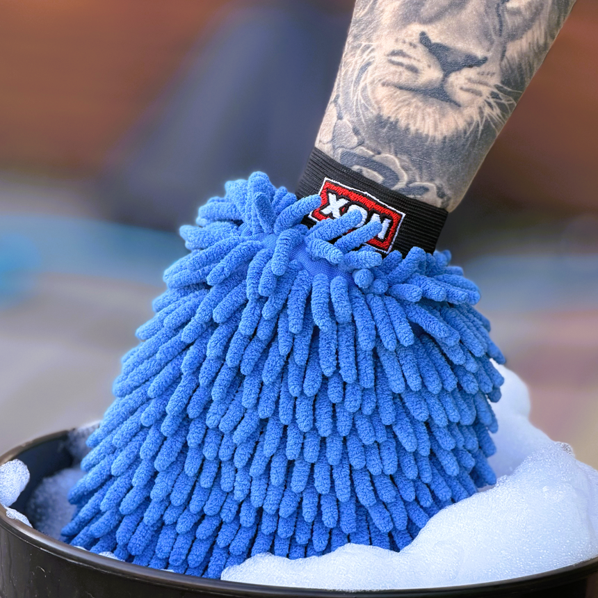 ChenilleWash Blue | Žinylková mycí rukavice