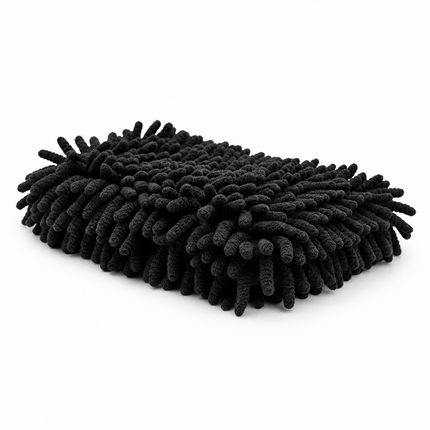 Žinylková mycí rukavice ChenilleWash™ Black z boku