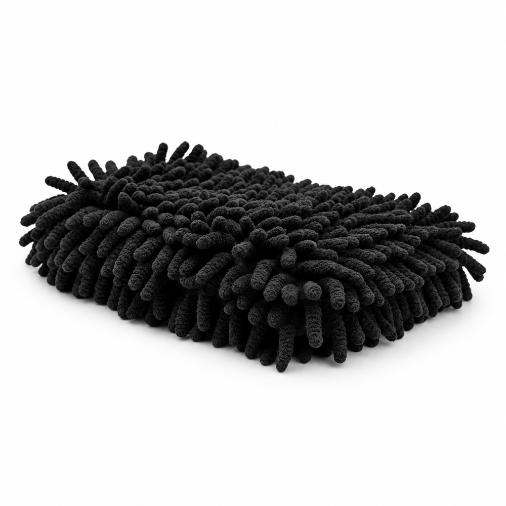 Žinylková mycí rukavice ChenilleWash™ Black z boku