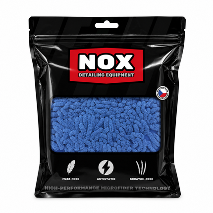 Černé balení NOX Equipment s mycí rukavicí ChenilleWash™ Blue